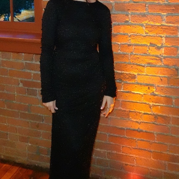 BEAUTIFUL black beaded dress! Maxi - Picture 3 of 5